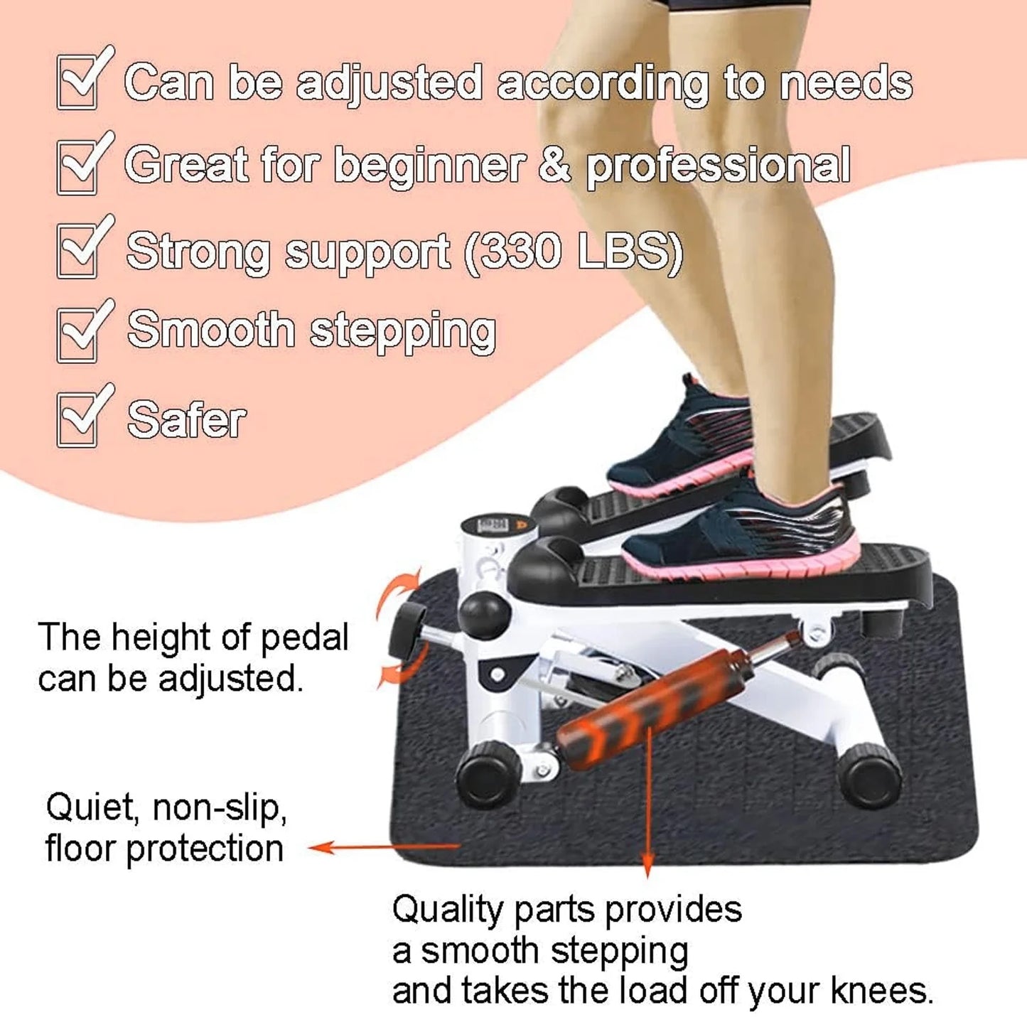 Mini Stair Stepper with Resistance Bands & Handlebar – Full Body Exercise Machine