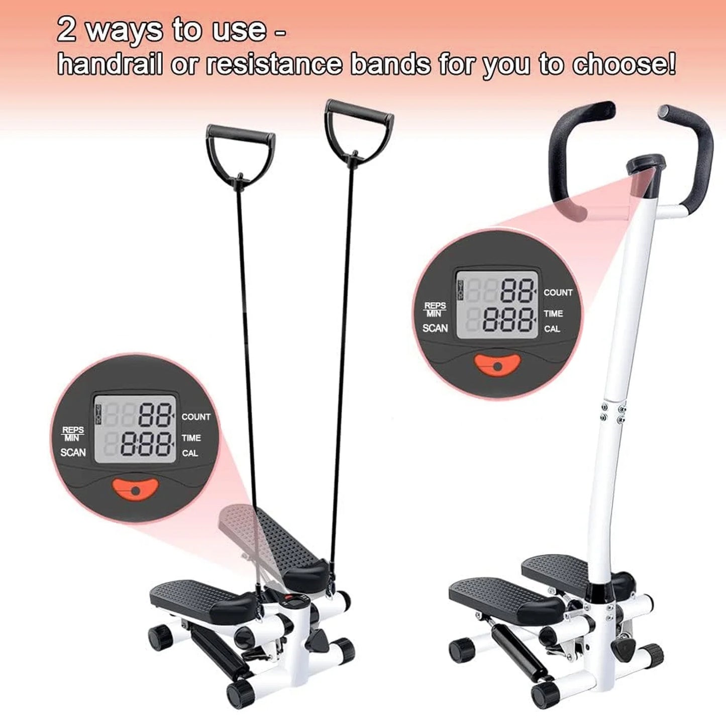 Mini Stair Stepper with Resistance Bands & Handlebar – Full Body Exercise Machine