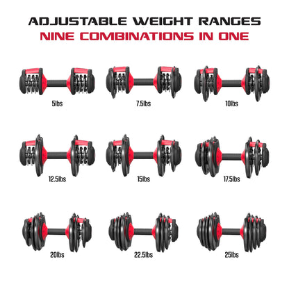 💪 Adjustable 25Lb Smartbell Dumbbell – 9-in-1 Quick-Select Weights