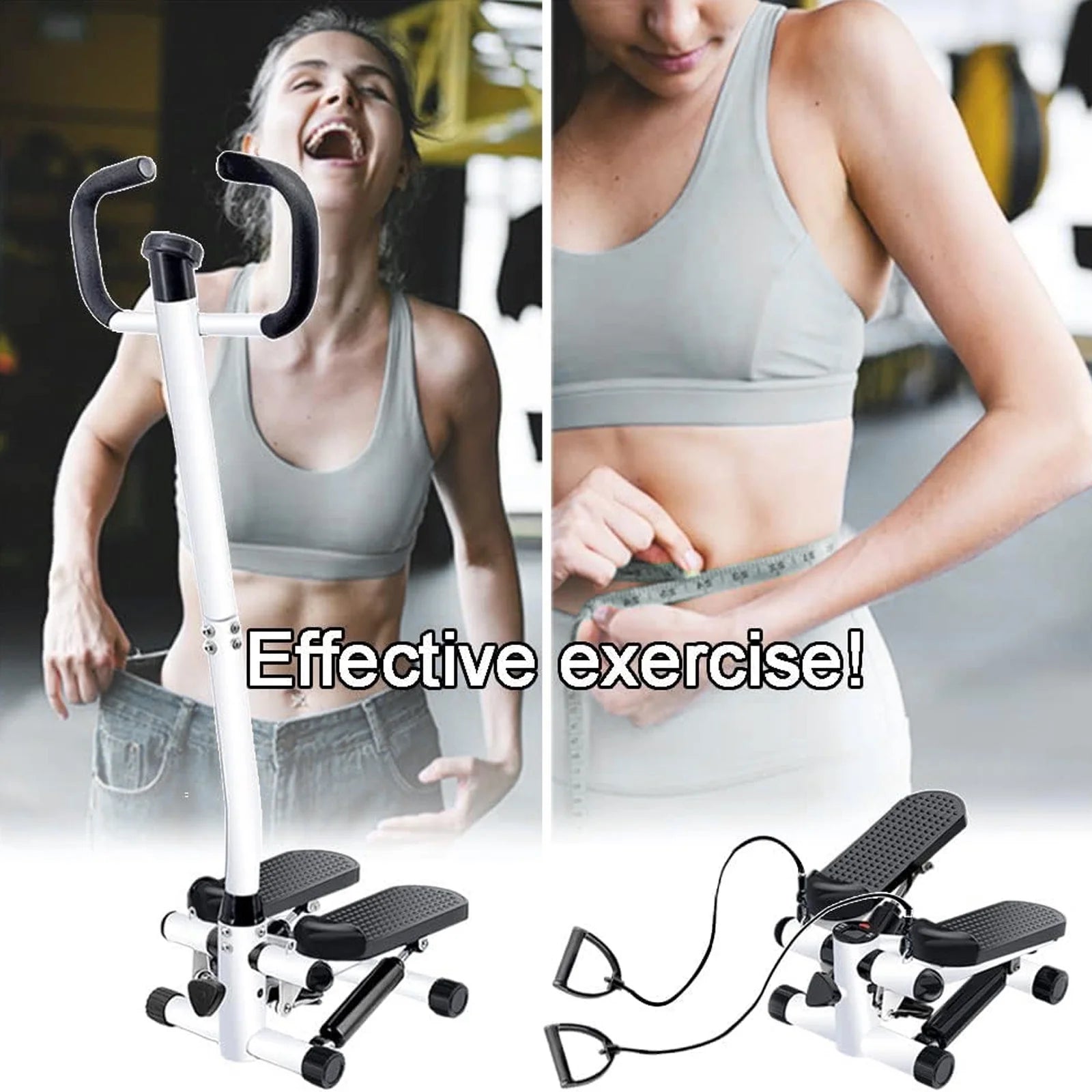 Mini Stair Stepper with Resistance Bands & Handlebar – Full Body Exercise Machine