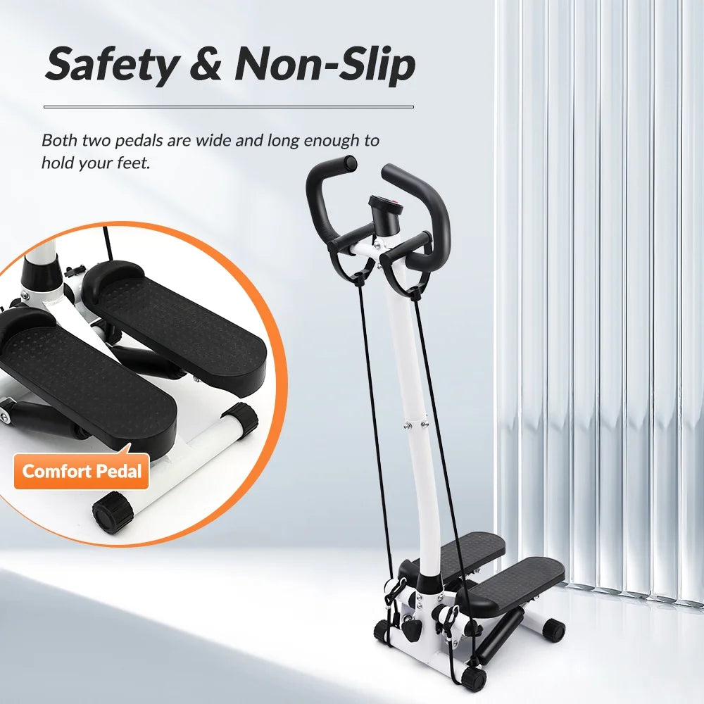 Mini Stair Stepper with Resistance Bands & Handlebar – Full Body Exercise Machine